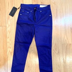 rag & bone- Metallic, Coated Royal Blue Jeans